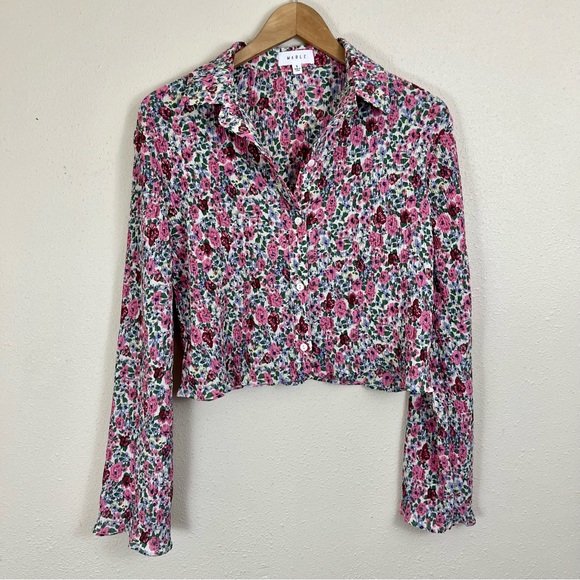 VICI Mable Rosaline Floral Plisse Button Down Shirt Set Womens Size Small - Picture 5 of 12